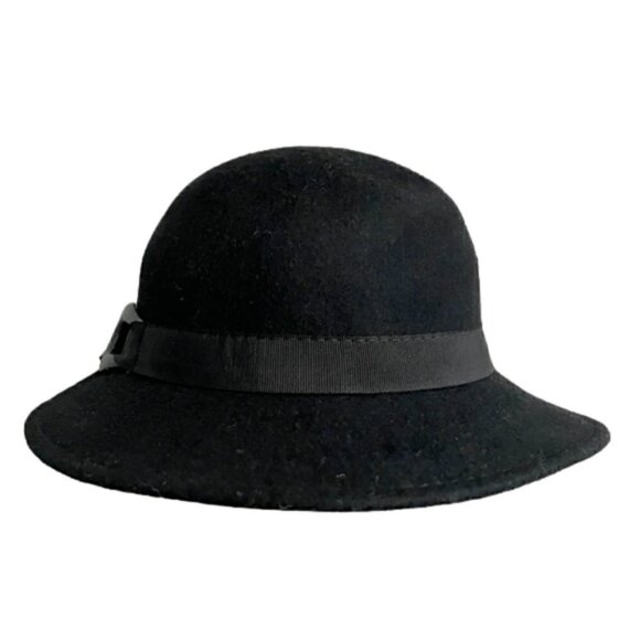 Vintage Charles Jourdan Paris Black Wool Brim Hat - Small 🇫🇷 - Picture 5 of 11